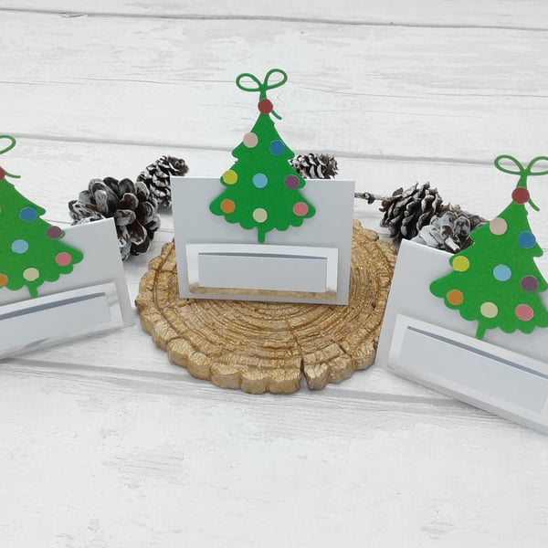 Christmas place settings. Set of 10 luxury Christmas place cards. White & silver