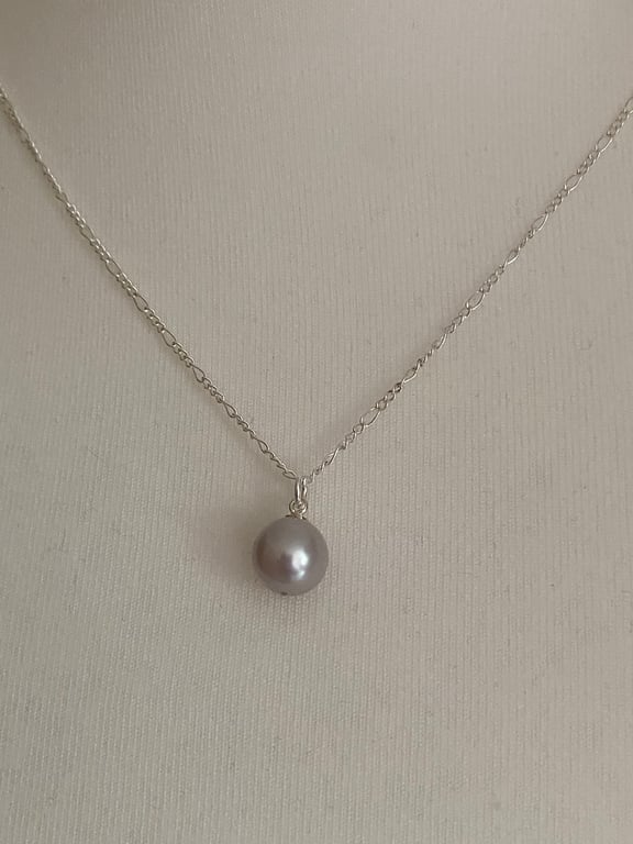 Organic freshwater pearl pendant on sterling silver chain