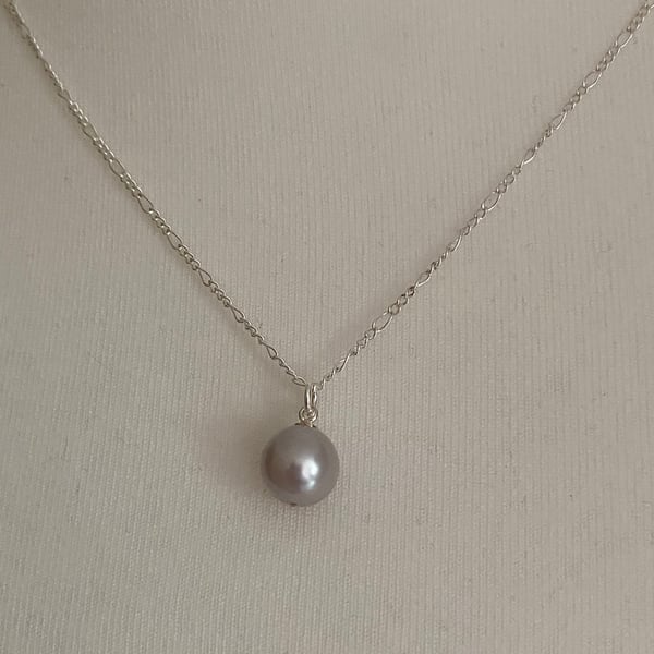 Organic freshwater pearl pendant on sterling silver chain