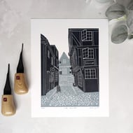 Little Shambles Print, Limited Edition Street of York Linocut Print