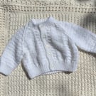 Newborn white textured cardigan