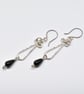 Wire Wrapped Black Agate and Silver Filled Long Drop Earrings - Image 3