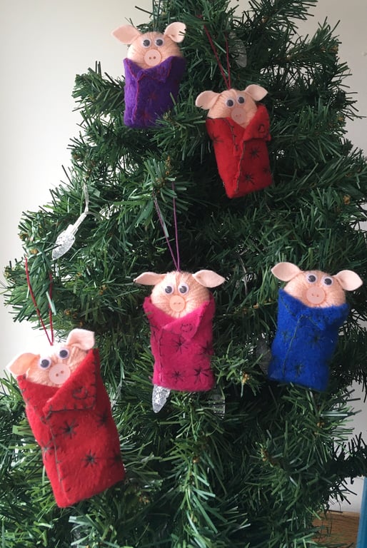Pig In Blankets Hanging Christmas Tree Decoration