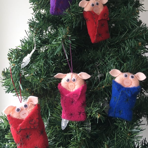 Pig In Blankets Hanging Christmas Tree Decoration