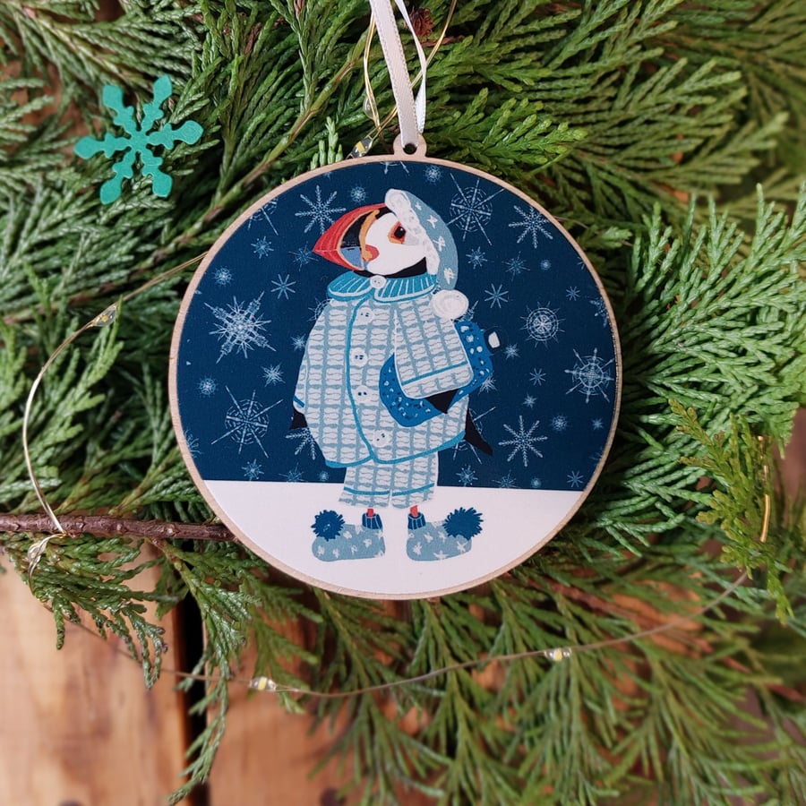 Wooden tree decoration bauble sustainable wood 