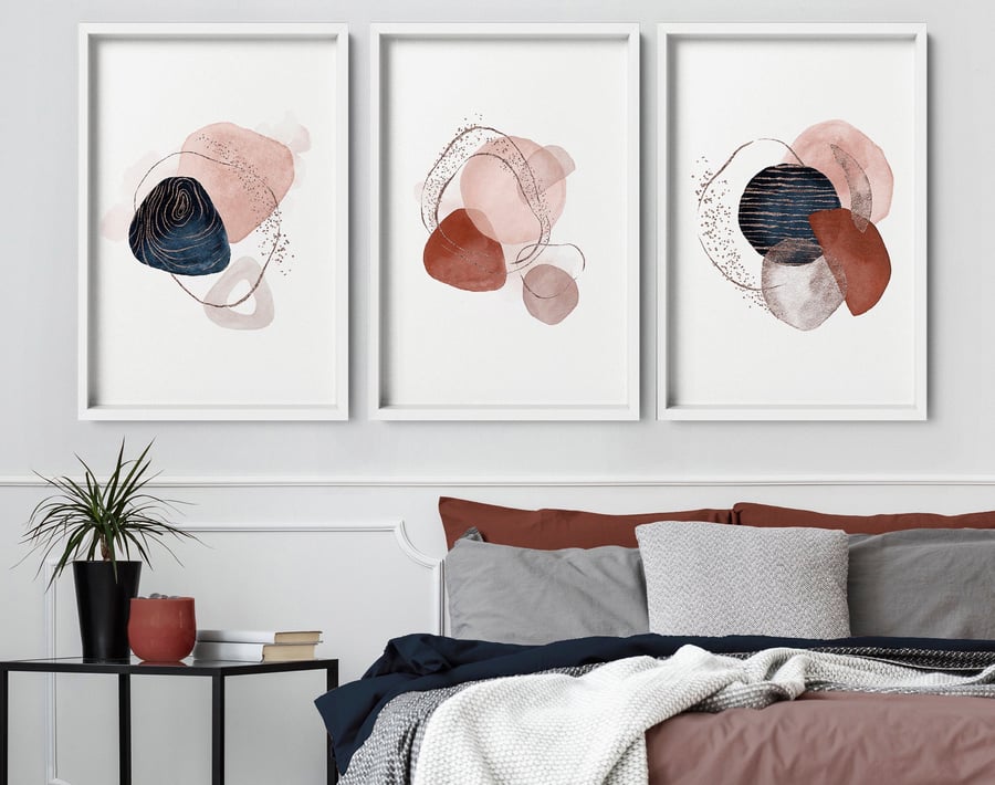 Abstract Modern Art Wall Prints Set of 3, Living Room Wall Art Prints, Abstract 