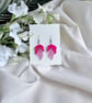 Pink Acrylic Leaf Earrings - Layered Translucent Ombre Dangles - Image 2