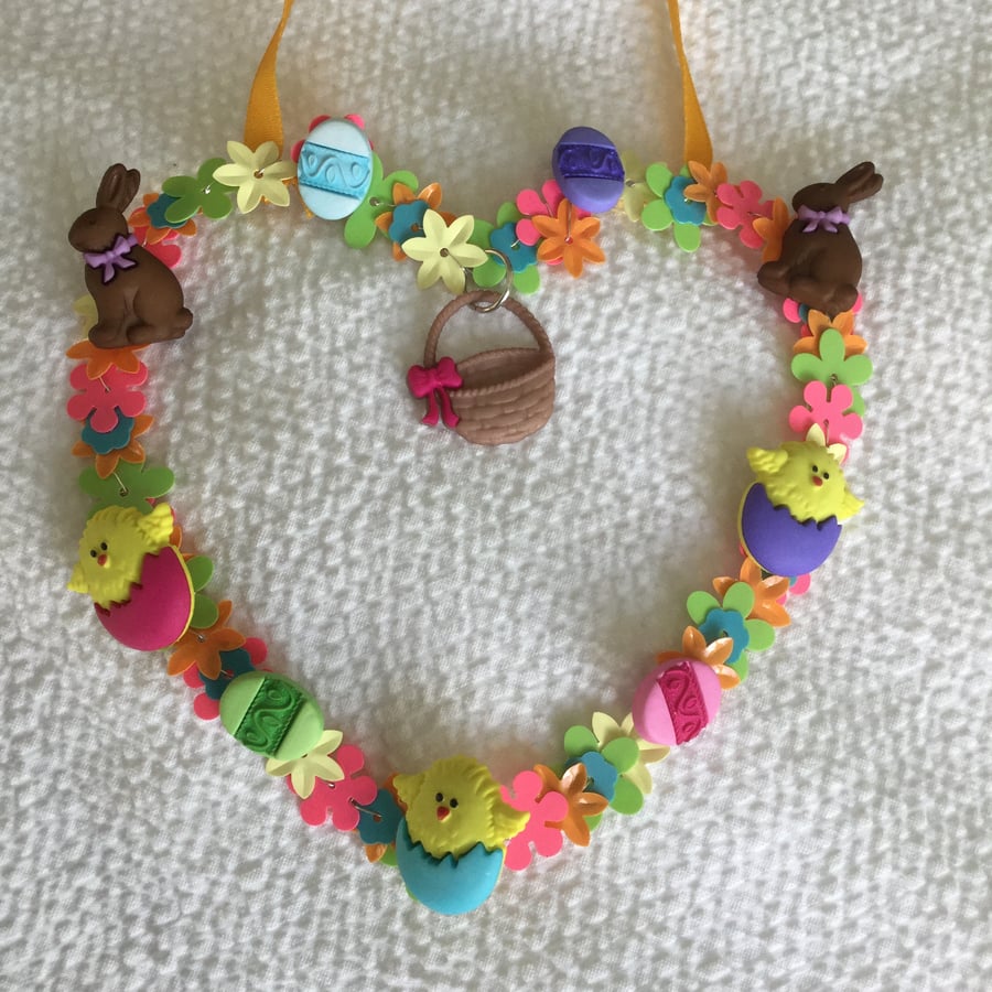 Easter Themed Wire Hanging Heart Decoration