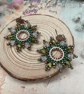 Pretty delicate beaded hoop dangle earrings, ladies artisan statement earrings  - Image 5