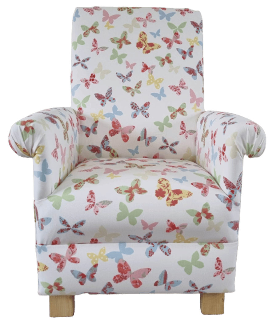 Girls Armchair Prestigious Butterflies Fabric Child's Chair Kids Pink Lilac 