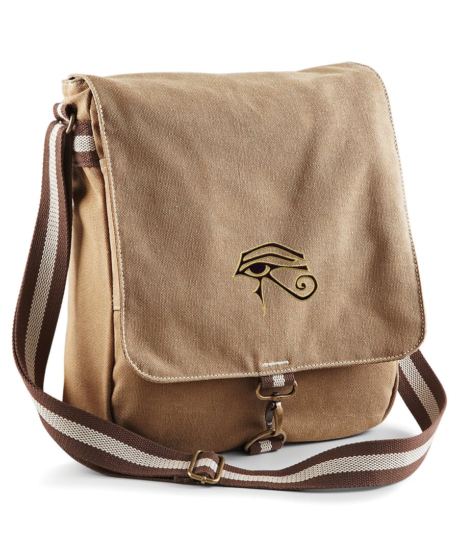 Eye Of Ra Embroidered Canvas Field Bag