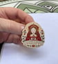 Katherine of Aragon Wooden Pin Badge - Tudor Queen Gift - Eco Friendly UK Made  - Image 1