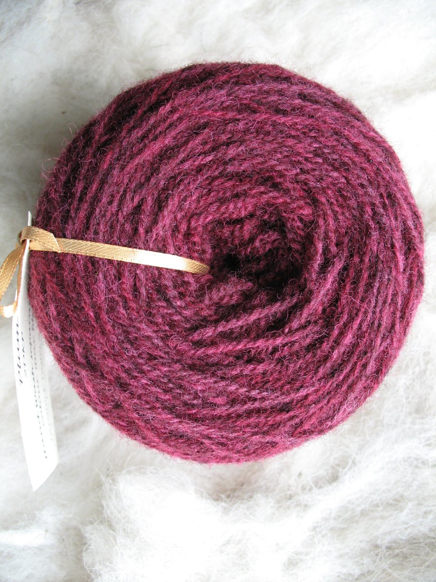 Hand-dyed Pure Jacob Double Knitting (Sport) Wool Plum 100g