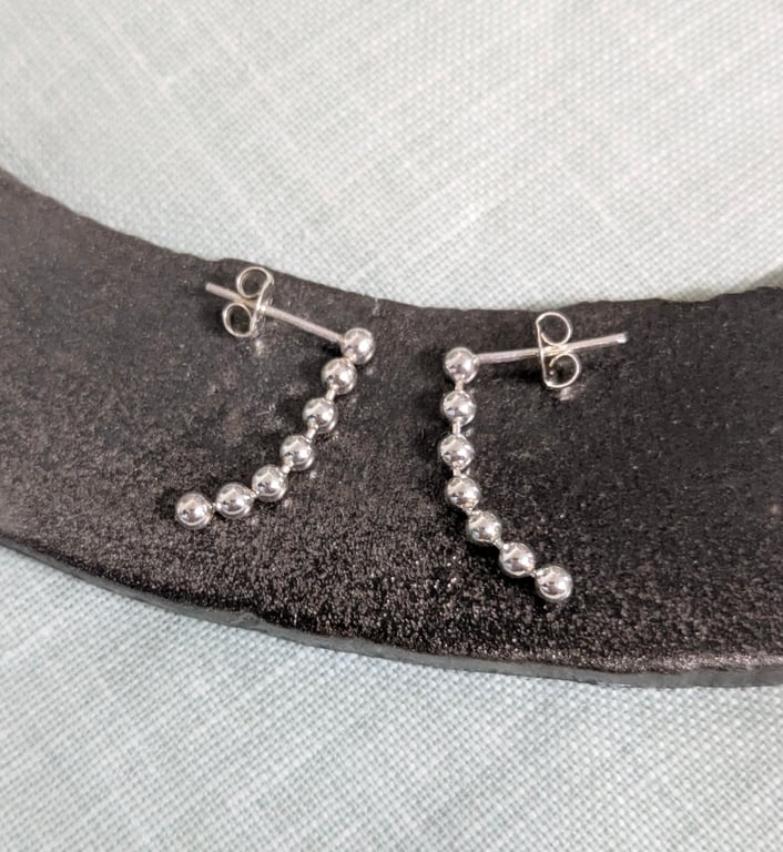 Sterling Silver Ball Chain Drop Earrings 