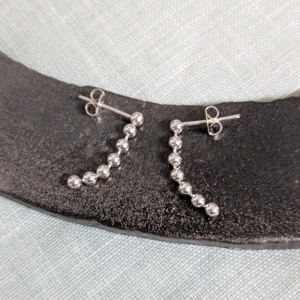 Sterling Silver Ball Chain Drop Earrings 