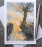 Sunny Lane. Blank Card. Handpainted Watercolour Art