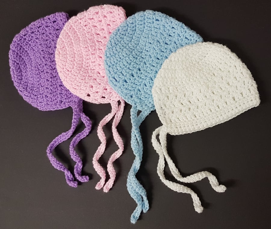  Crochet baby bonnets  
