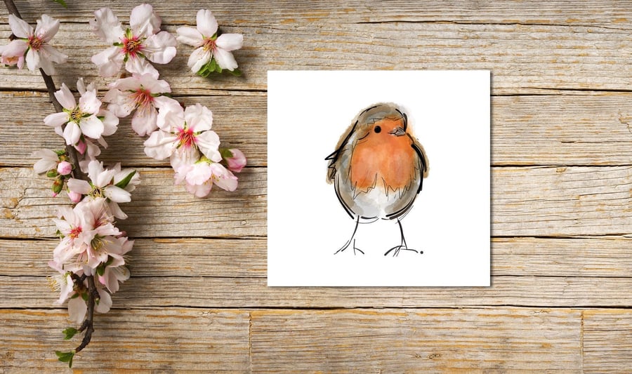 Bird Greeting Card, Robin Card, Greetings Card, Blank Inside, Robin, Personalise