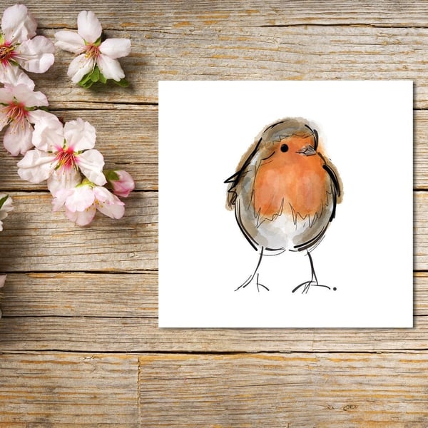 Bird Greeting Card, Robin Card, Greetings Card, Blank Inside, Robin, Personalise