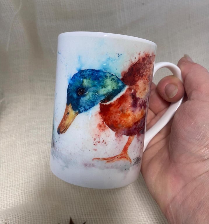 Ducks & Ducklings Watercolour Bone China Mug, 10oz china Cup, Gift, Wildlife Art