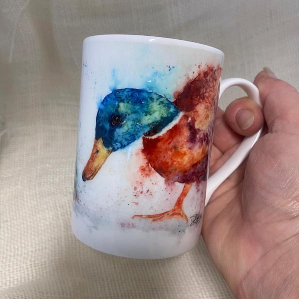 Ducks & Ducklings Watercolour Bone China Mug, 10oz china Cup, Gift, Wildlife Art