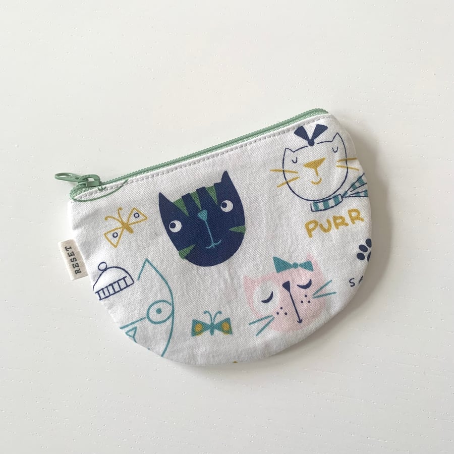Cute small cats fabric small zipped bag, coin purse, pouch bag