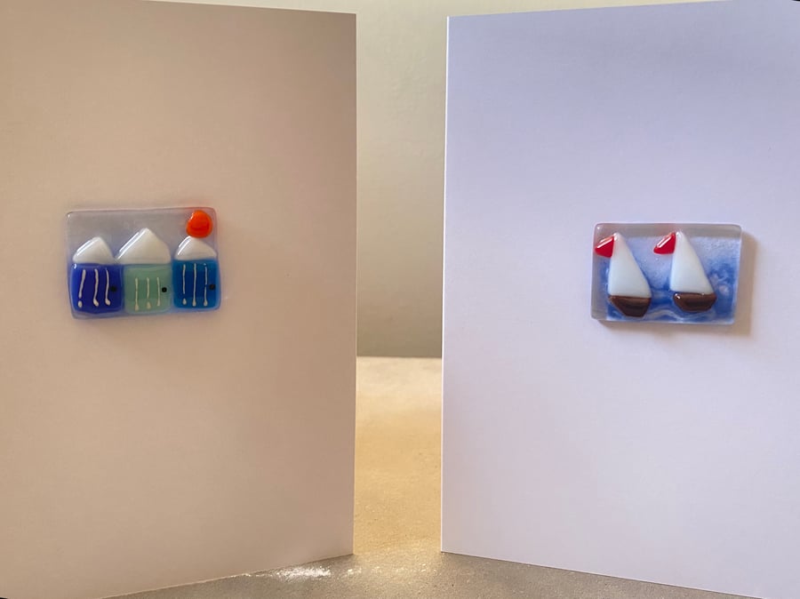 Handmade fused glass blank card