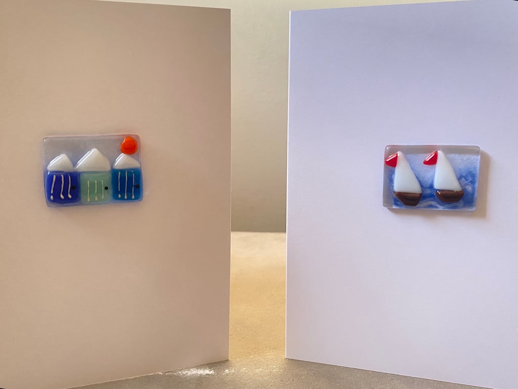 Handmade fused glass blank card