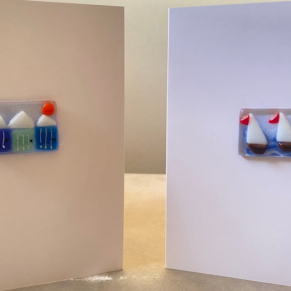 Handmade fused glass blank card
