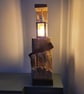 Driftwood table lamp (E14 bulb) with re-purposed tea light lantern - Image 1