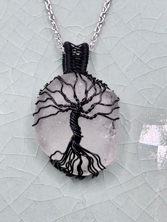Scottish sea glass Tree of Life Pendant - Made in Scotland - unique handmade