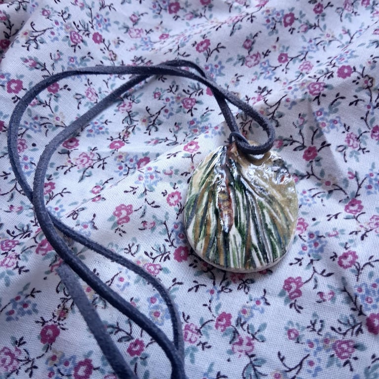 ceramic necklace pendant handmade- fir tree no 5