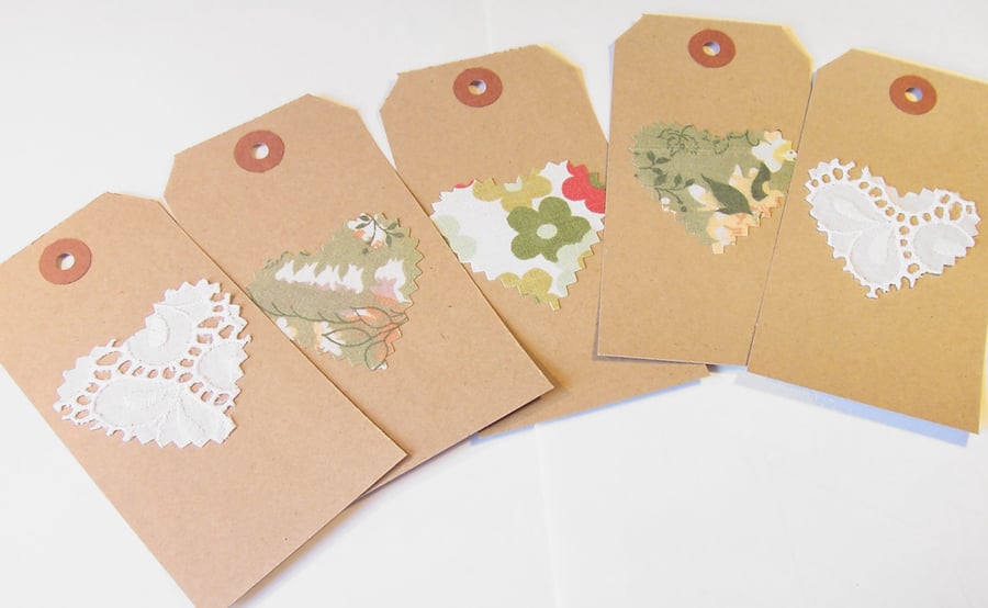 Vintage and Lace gift tags - set of 5