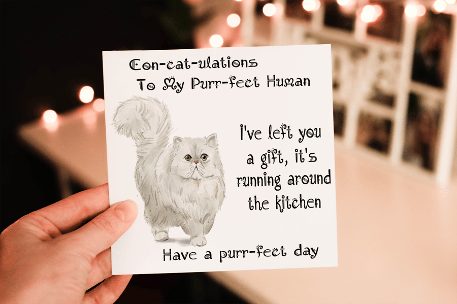 Persian Cat Birthday Card, Cat Birthday Card, Personalized Cat Breed Card