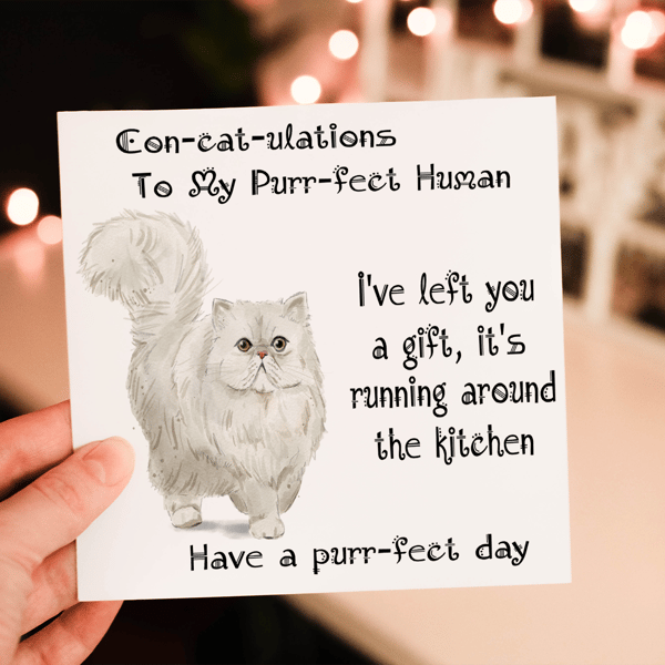 Persian Cat Birthday Card, Cat Birthday Card, Personalized Cat Breed Card