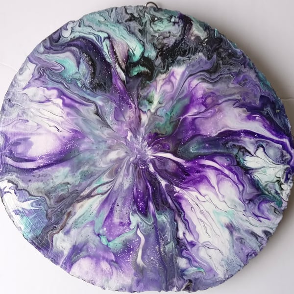 "Celestial Bloom" Original Handmade Acrylic Painting on Wood Wall Art Gift Idea