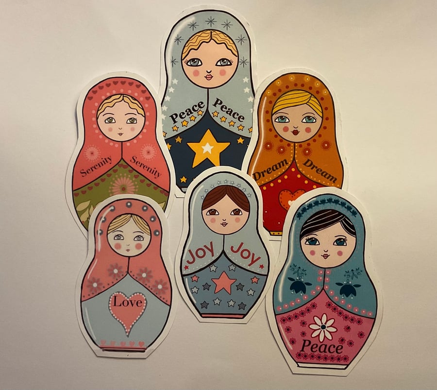 Russian doll sticker set of six