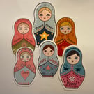 Russian doll sticker set of six