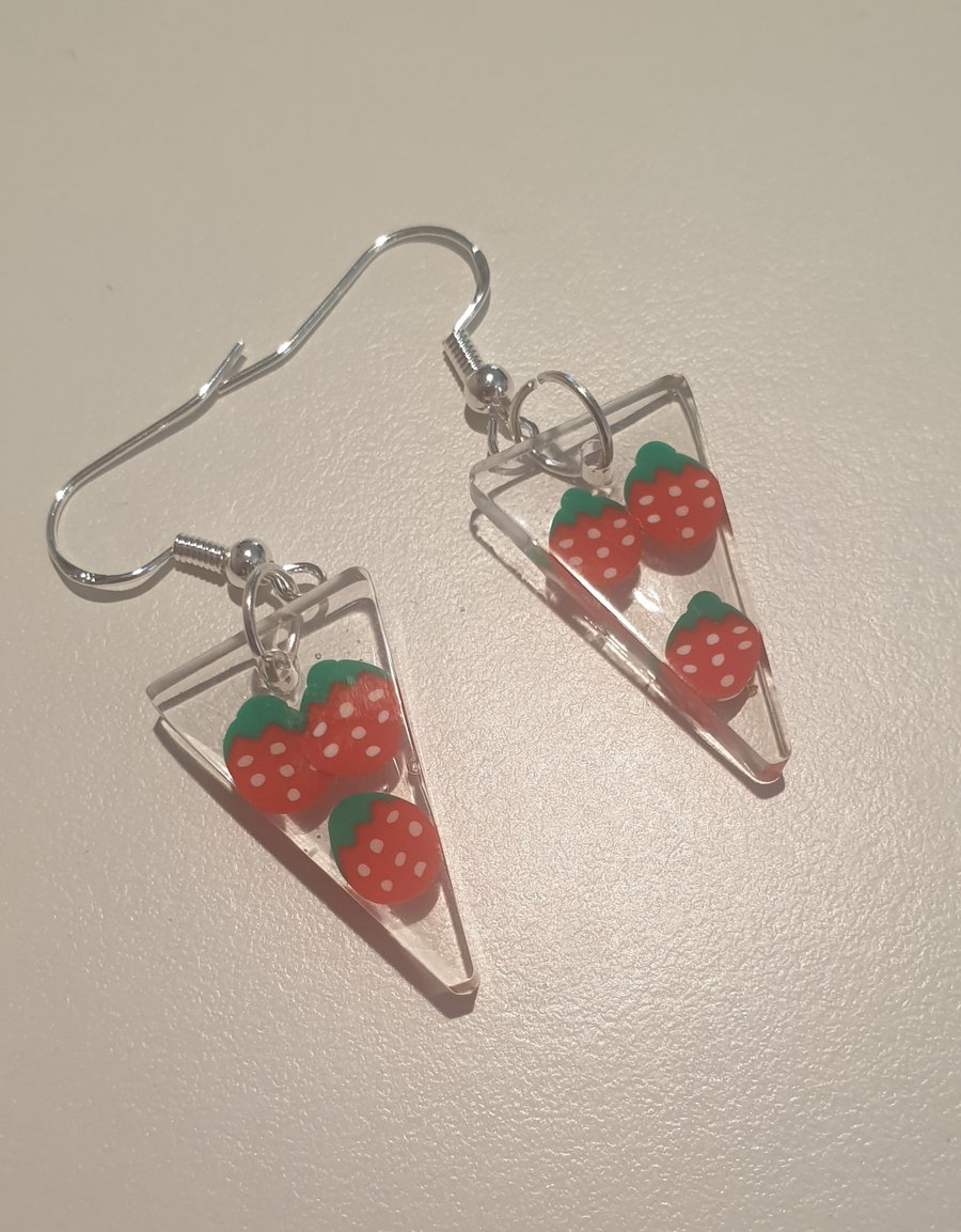 Triangle strawberry resin earrings