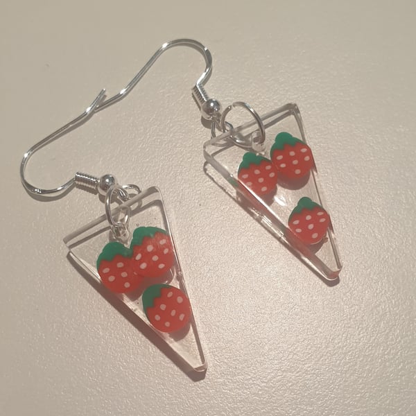 Triangle strawberry resin earrings