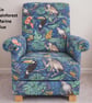 Rainforest Animals Fabric Adult Chair Armchair Blue Marine Monkey Nursery - Image 2