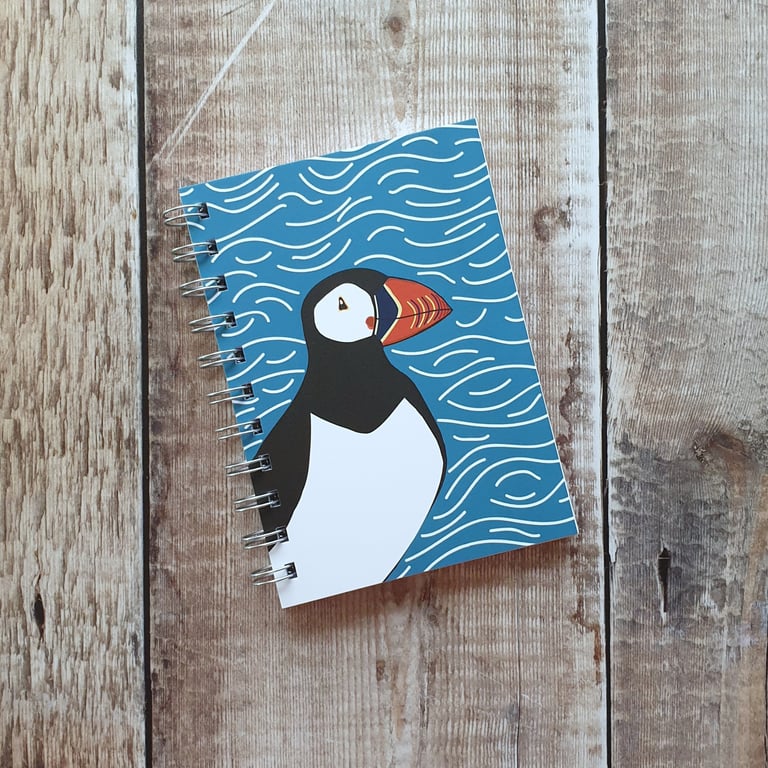 Puffin and Waves A6 Notebook