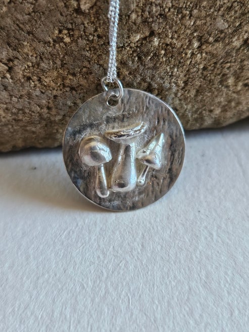 Whimsical mushroom trio pendant