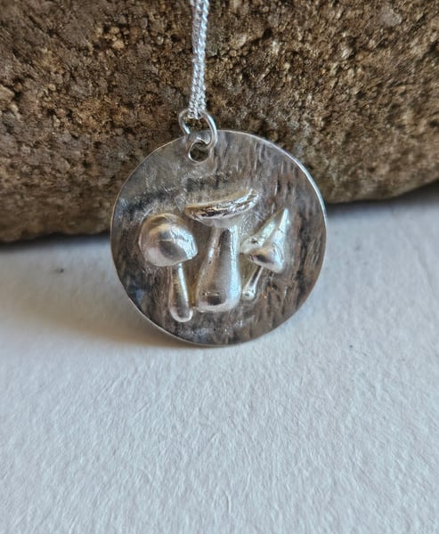 Whimsical mushroom trio pendant
