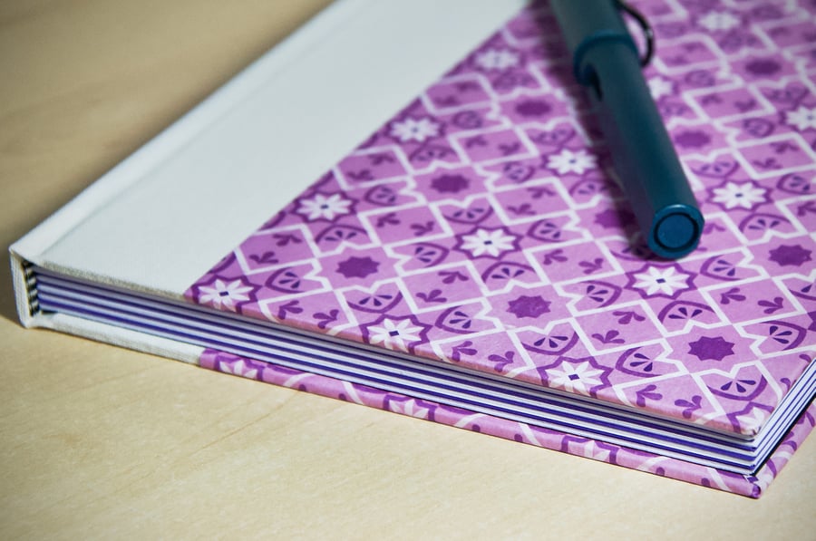 A5 Quarter-bound Hardback Notebook with decorative cover