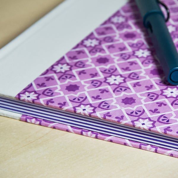 A5 Quarter-bound Hardback Notebook with decorative cover