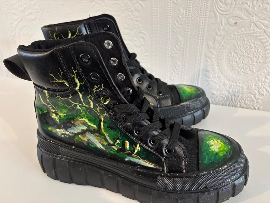 The Dark side, a pair of hand painted boots by Andrew Jenkins 