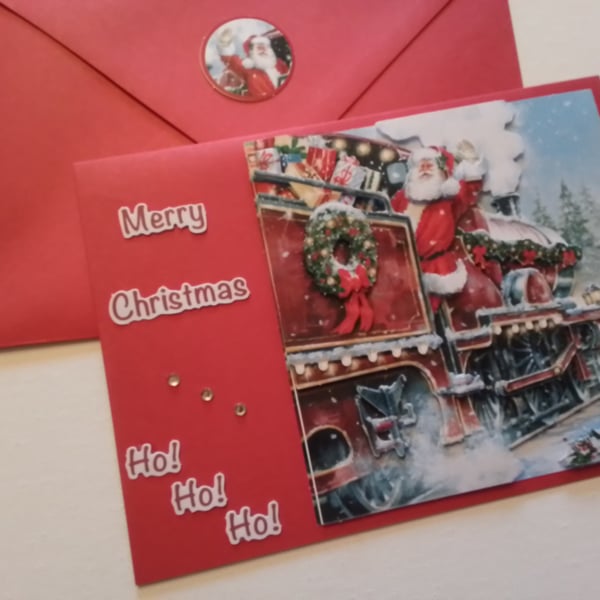 Christmas card. Santa and train. Ref 290