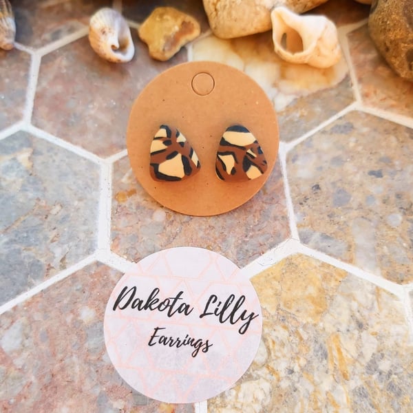 Dark brown polymer clay studs