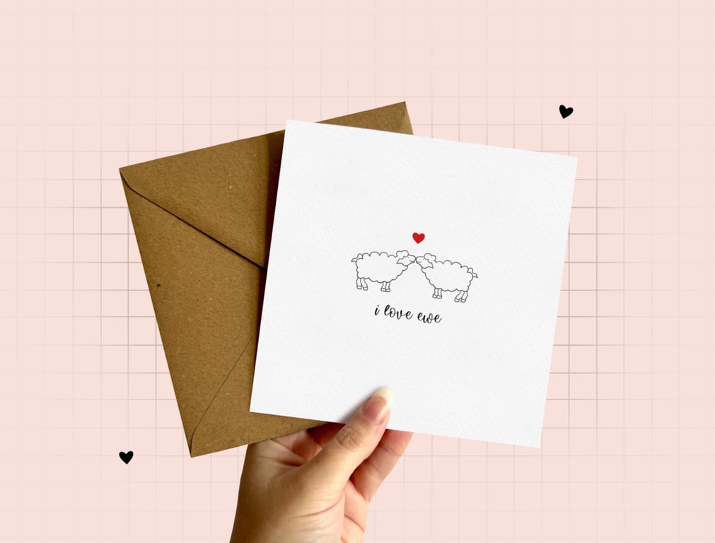 Sheep Love Greeting Card, Sheep Anniversary, Valentine's Day, Birthday Love Card